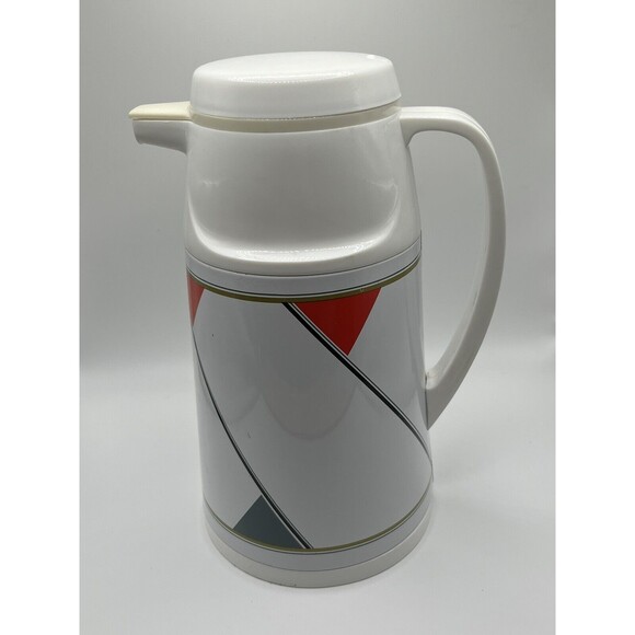 Vintage 1980s Zebra White Carafe Pitcher W/ 4 Cups & Serving Tray Set Taiwan - Picture 7 of 12